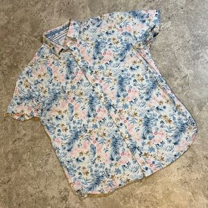 Denim & Flower Floral Button Up Blue and Pink